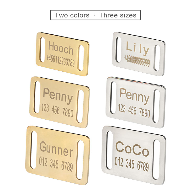 Dog Collar Tag, Stainless Steel Dog Cat Personalized Name Engraved Tags Custom Dog Tags Silent Dog License Tag, Blank Pet ID Tag