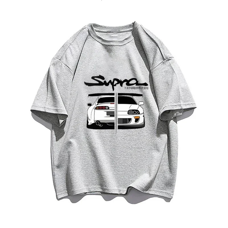 Japanese Anime Car Graphic T-shirt Summer Men Women Cotton Short Sleeve Fashion Harajuku Tee Oversized Y2k Clothes Streetwear 240409
