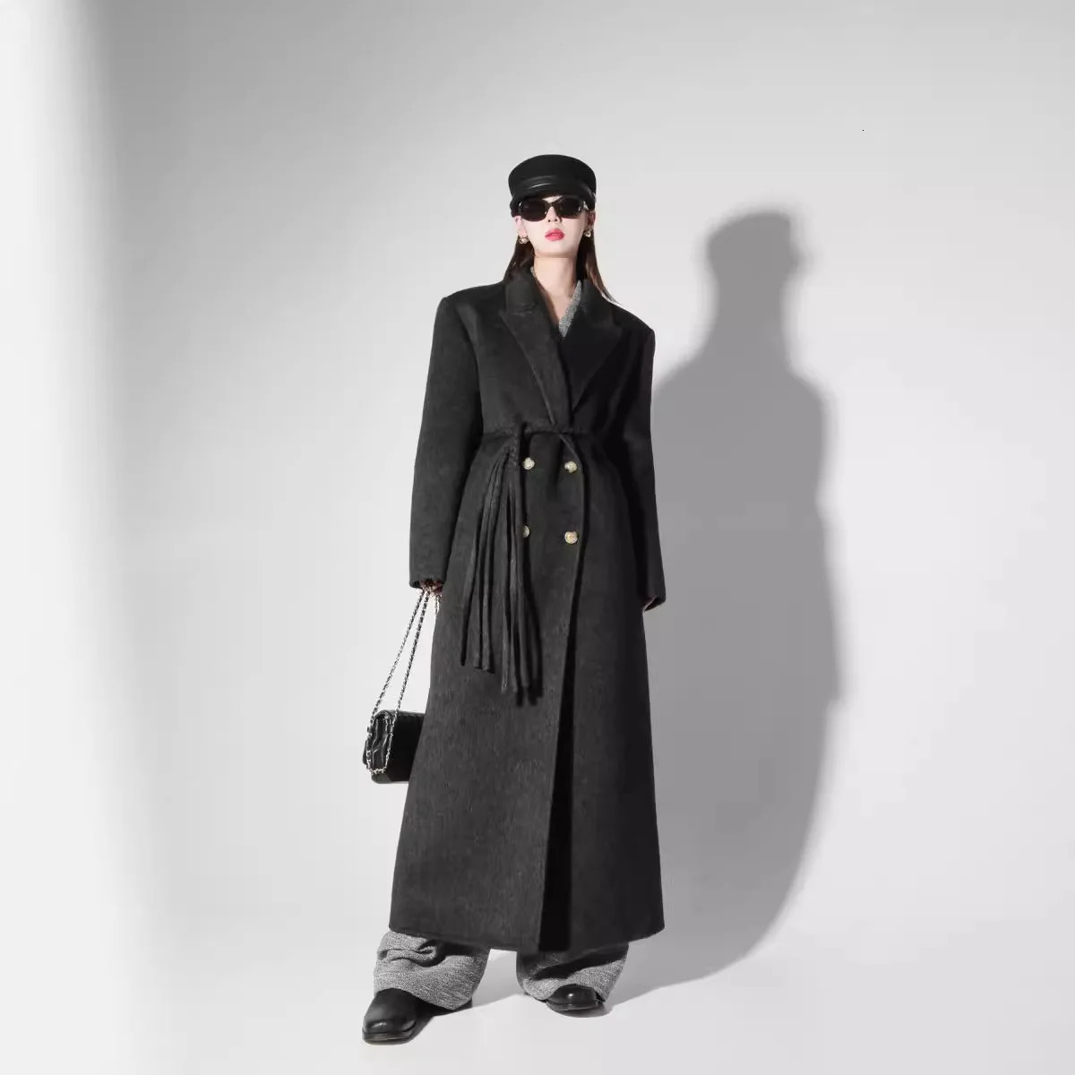 UMI MAO jacket Alashan camel velvet ribbon double-sided cashmere wool coat womens winter womens coat 241108