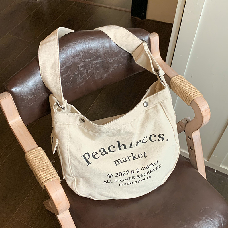 Canvas for women's summer 2024 new fashionable large capacity single shoulder crossbody bag