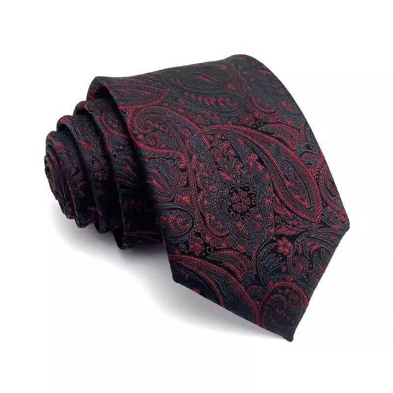 New 7CM Mens Ties Stripes Paisley Necktie Brown Color Formal Classic Busin Neck Ties Jacquard Woven Necktie For Men PartyX241111