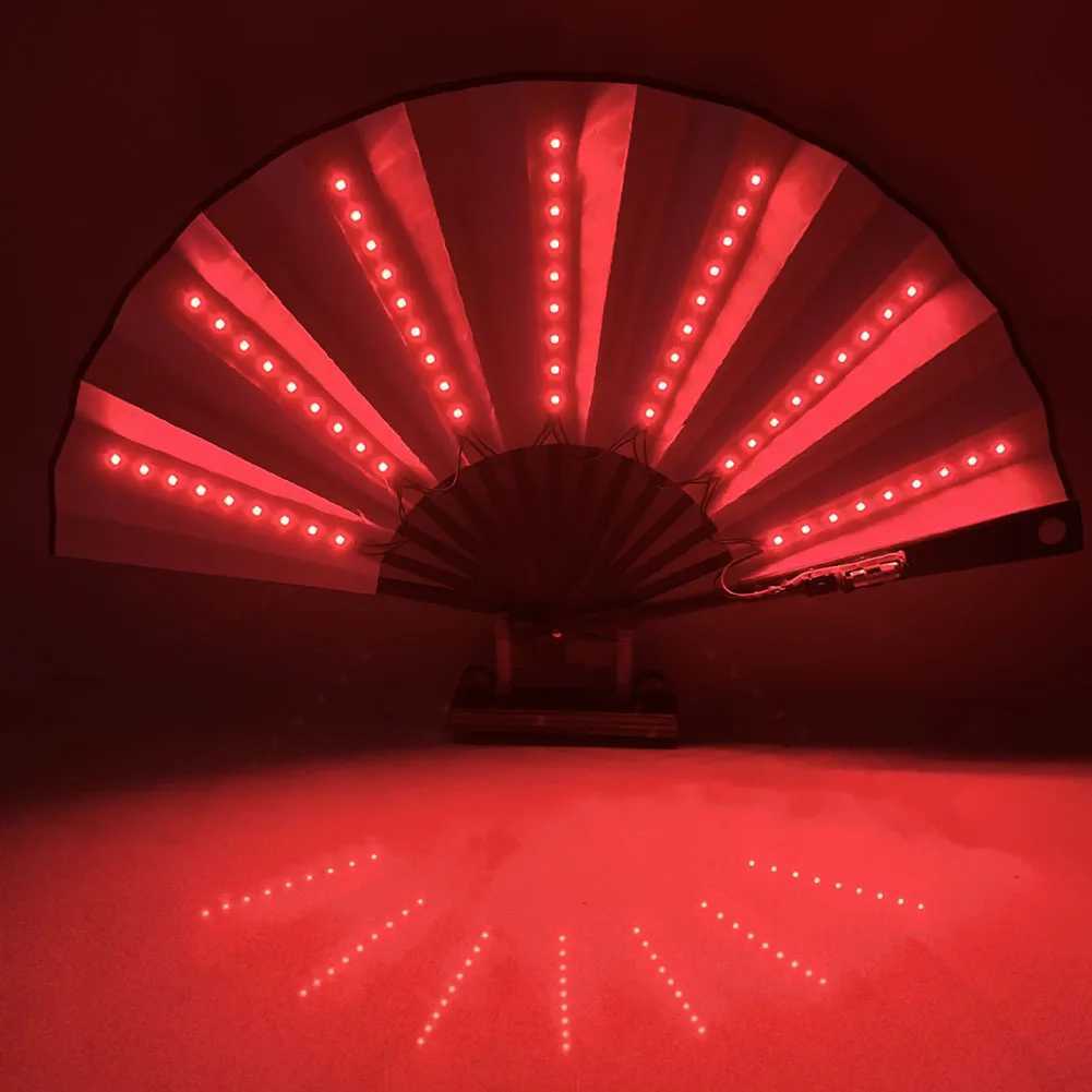 Led Rave Toy Folding LED Fan Glowing Light Up Hand Fan For Stage Performance Night Club Props Birthday Party Gift Home Decor 240410