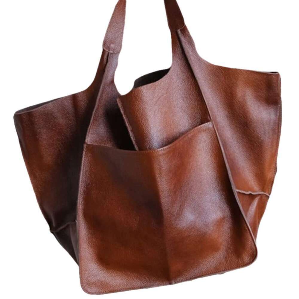 New Simple Big Soft Leather Large Capacity One Shoulder Handheld Tote Women's Bag