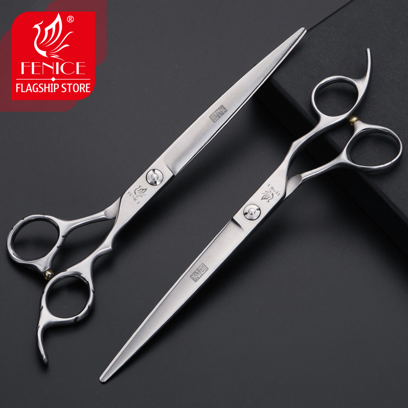 Fenice 7.5 inch Professional Dog Straight Scissors Pet Grooming Scissors Cutting shears kits with Non-slip handle
