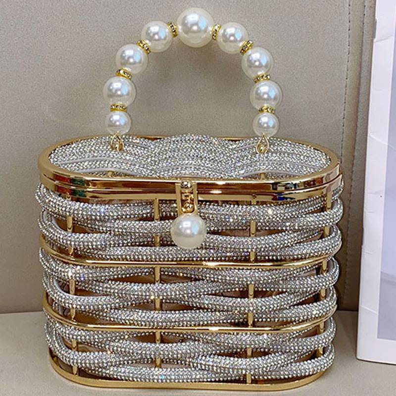 Womens Vintage Beaded Rhinestone Embroidery Clutch Sequin Crossbody Bag Evening Handbag for Bridal Wedding Party Prom designer bag fashion bucket bag