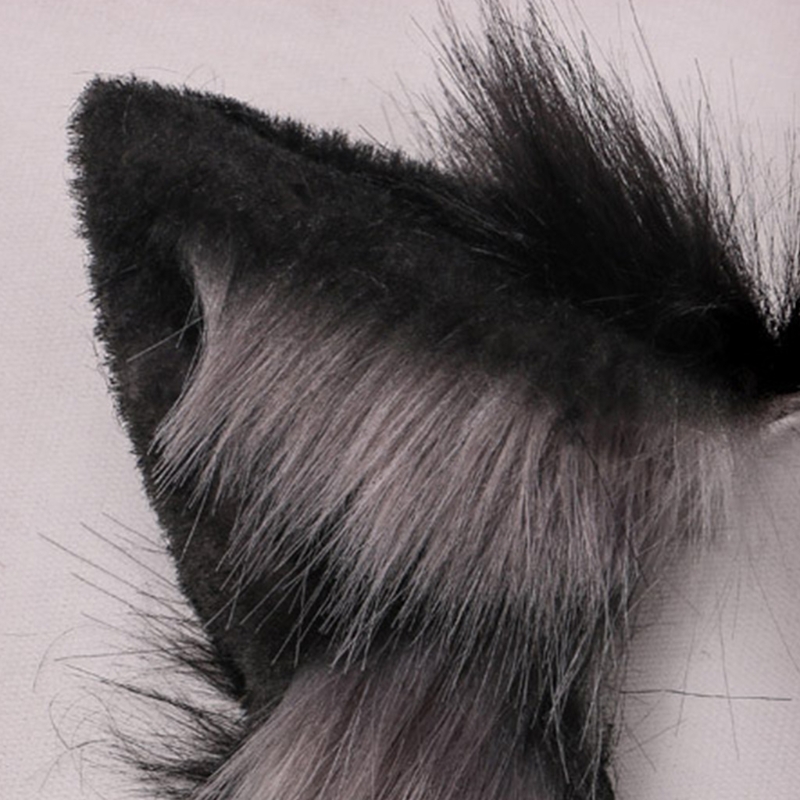Lovely Faux Fur Wolf Ears Headband Realistic Furry Fluffy Animal Hair Hoop Lolita Anime Masquerade Performance Cosplay Costume H