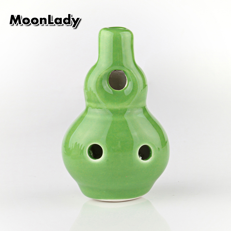 3 Colors Ocarina 6 Hole Small Gourd Ocarina Alto C Tone Beginner Ocarina Tourist Souvenir Teaching Toys Ceramic Pendant