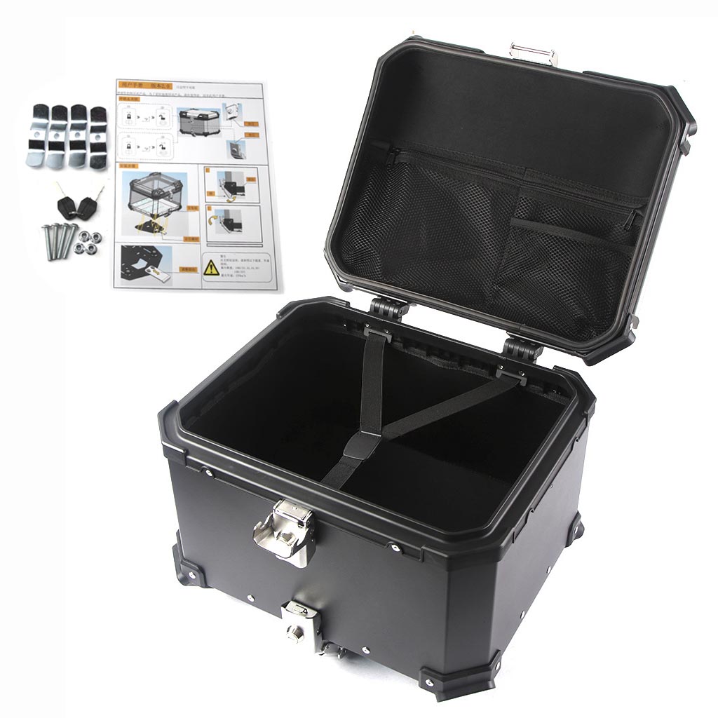 32L 45L Motorcycle Tail Luggage Storage Top Tool Box Helmet Case Trunk Key Lock Toolbox Removable Waterproof Universal Accessory