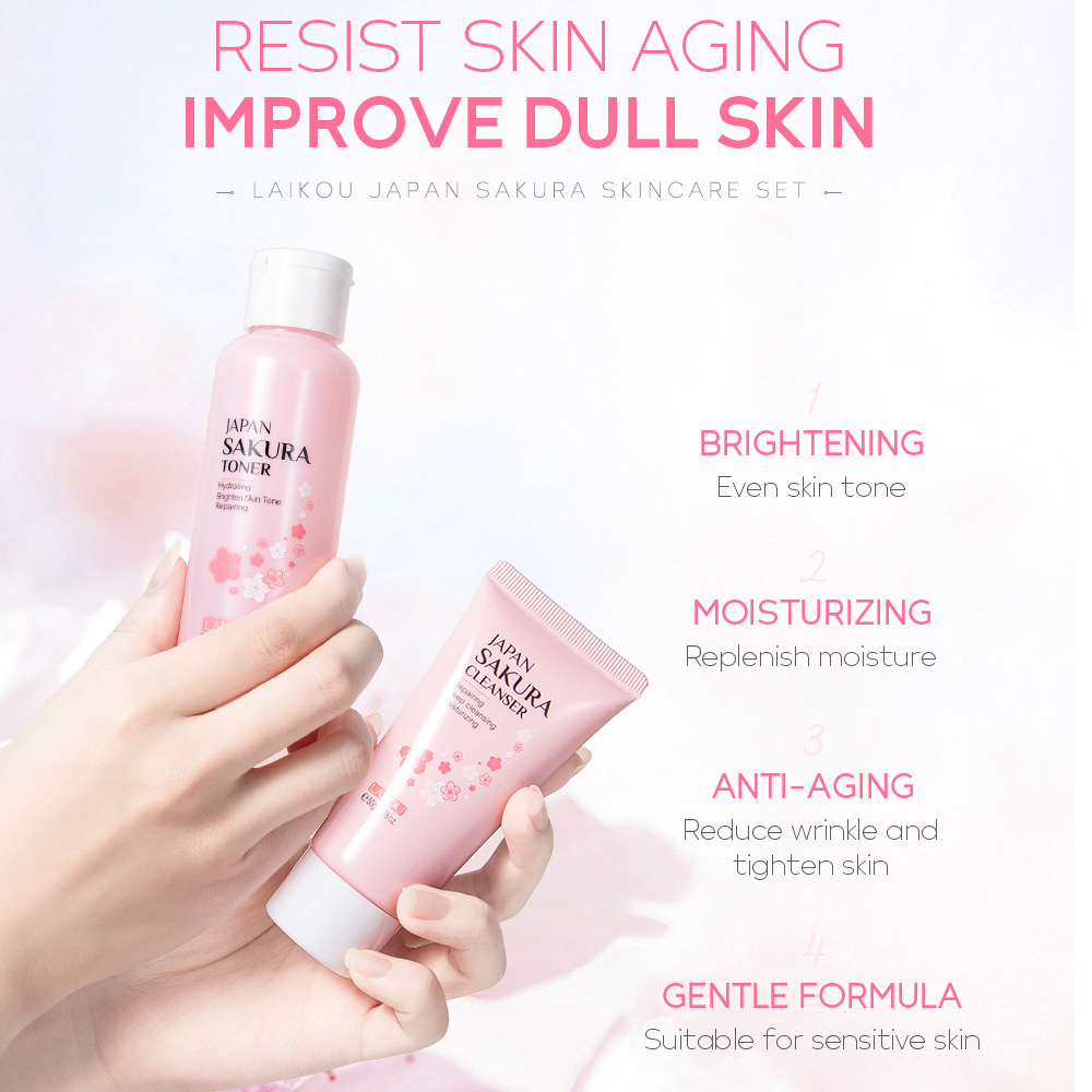 Sakura Skin Care Sets Face Cream Eye Cream Facial Cleanser Acne Blackhead Remover Korean Cosmetics Face Care Eyes Care Skincare
