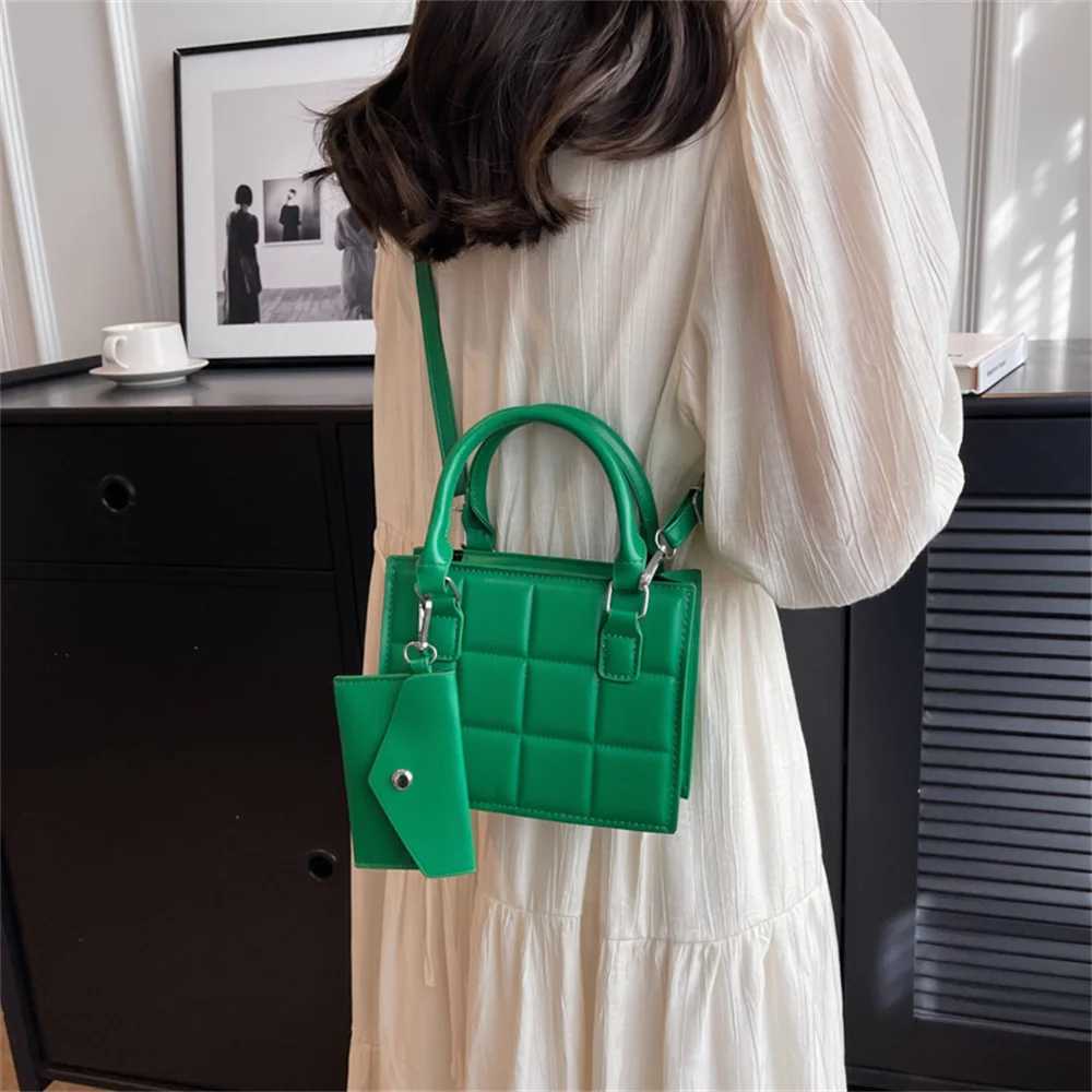 Winter Shoder Bags for Wen Fashion Plaid Pattern PU Leather Crossobdy Bags Black Tote Handbags Phone Bag Small Square Bag Z250318