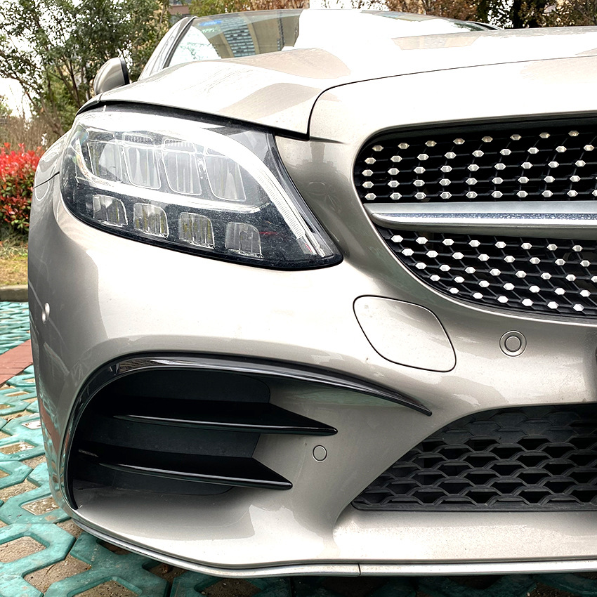 For Mercedes Benz C Class C200 C260 W205 2019-2023 Car Front Fog Lamp Strip Air Intake Grille Slats Trim Cover Auto Accessories e0f6e