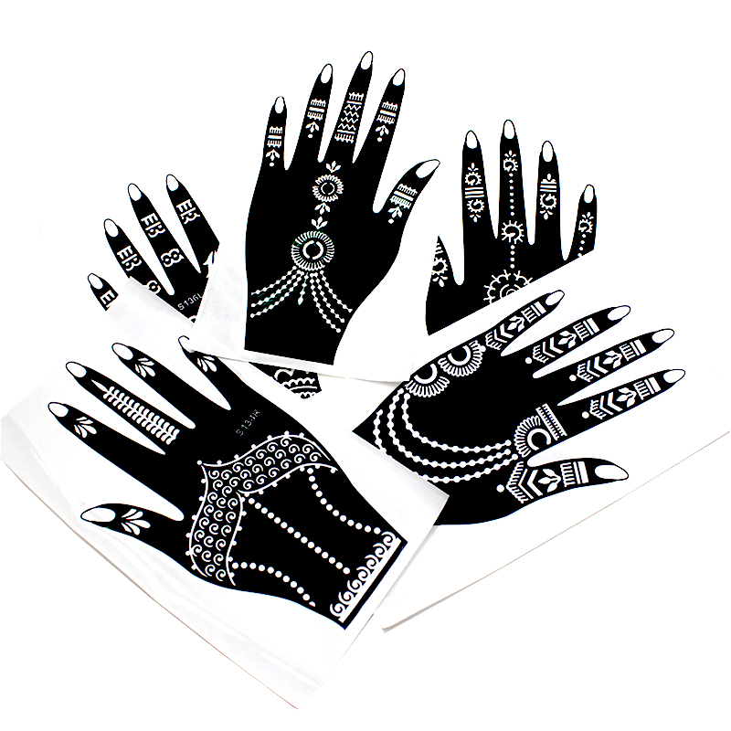 dbd Large Tattoo Henna Hand pcs Stencils For Body Paint Flower Glitter Airbrush Mehndi Indian Tatoo Templates Stencil cm