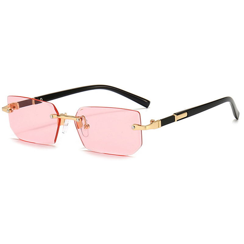 Square Rimless Sunglasses Rectangle Fashion Popular Women Men Shades Small Sun Glasses For Female Male Summer Traveling CAVALLO BIANCO CB
