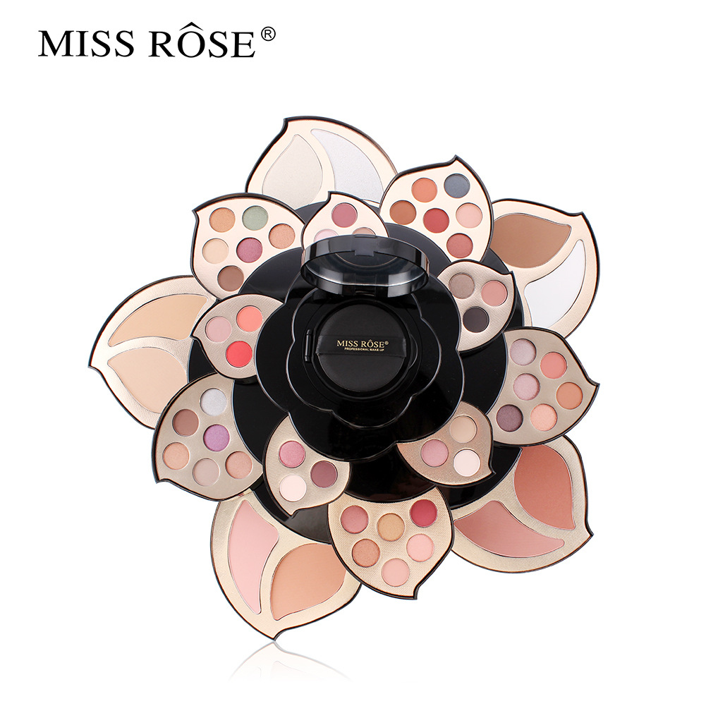 a Set Makeup ROSE MISS Professional Box Matte Glitter Eyeshadow Powder Blush Women Multi functional Palette Cosmetic Case Brush