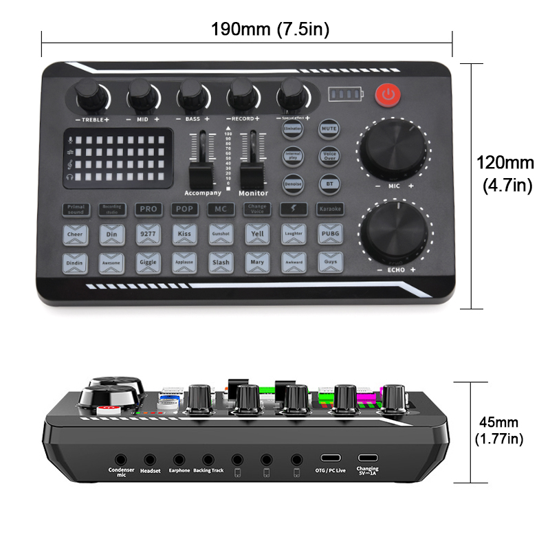 DJ Equipment Sound Card Console Studio Sound Card Cable Mixing Computer Live Voice Mixer F998 Sound Card Voice Changer Karaoke