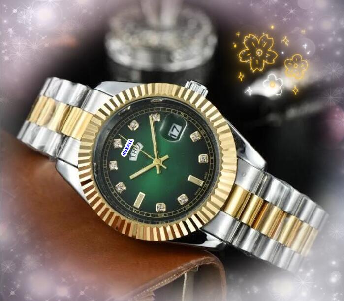 Popular Automatic Date Men Women Unisex Watches Luxury Stainless Steel Quartz Movement Clock Auto Day Date Time Week Super All the Crime 24 hour calendar Wristwatch