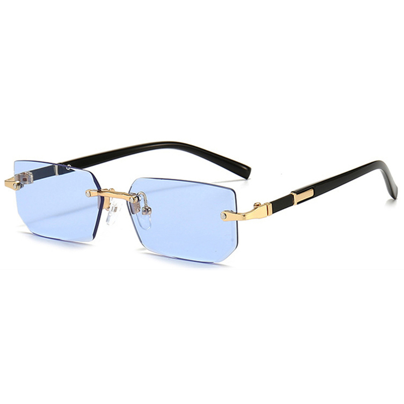 Square Rimless Sunglasses Rectangle Fashion Popular Women Men Shades Small Sun Glasses For Female Male Summer Traveling CAVALLO BIANCO CB