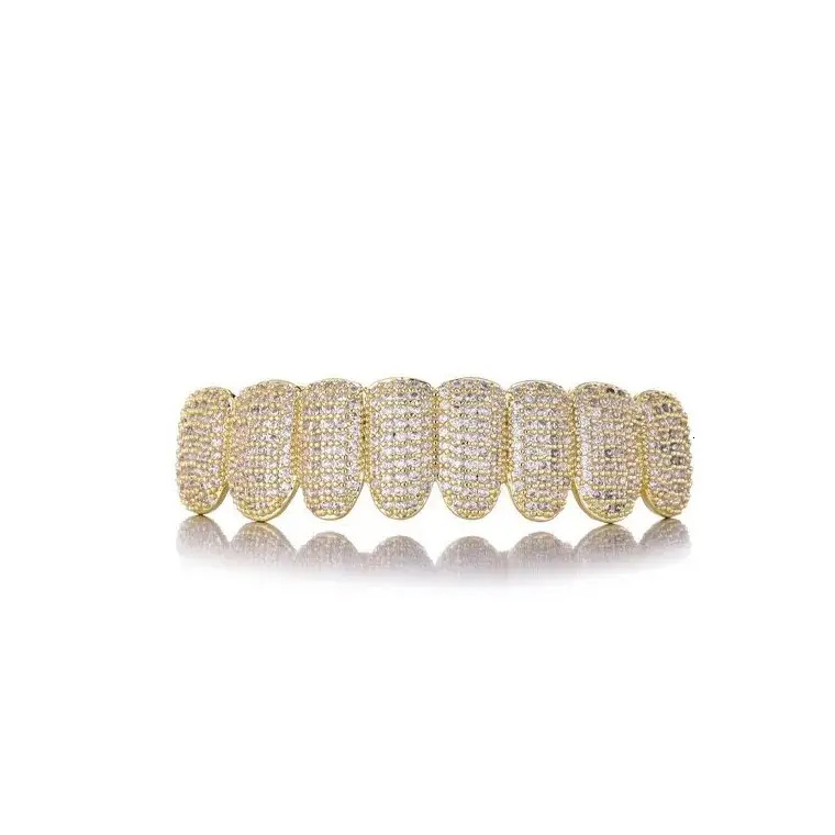 Customized Design Hip Hop 14k Solid Gold Teeth Vvs Moissanite Dia Grillz Party Wear for Export solid