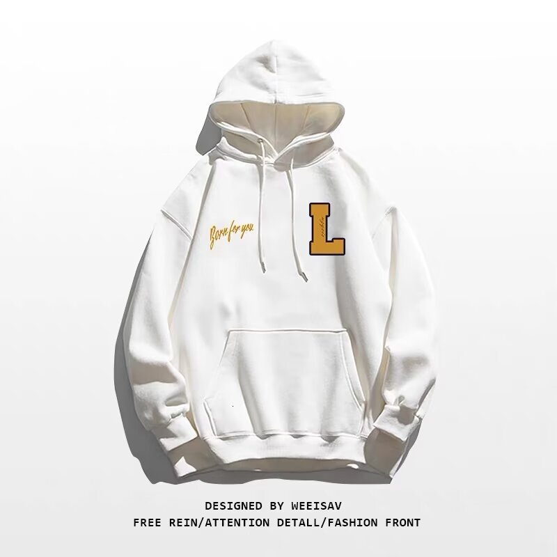 Designer hooded fleece hoodie men's 2024 autumn and winter new item street digital print versatile casual top jacket trendy