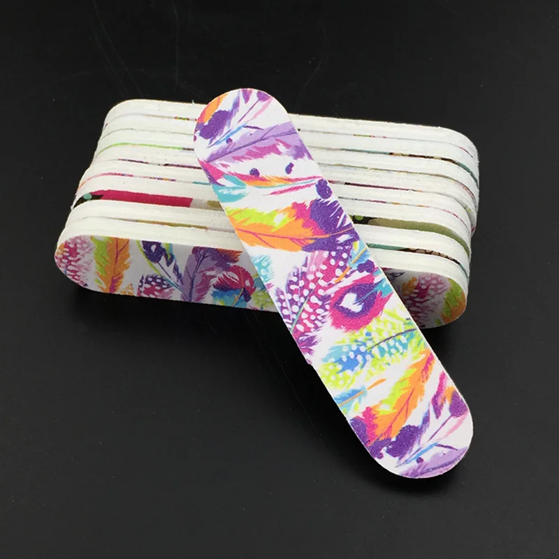 10/pcs Or 50pcs Mini NailFile Double Side 100/180 Nail Buffer Angle Nail File Washable Grit Sanding Tool Buffing Random