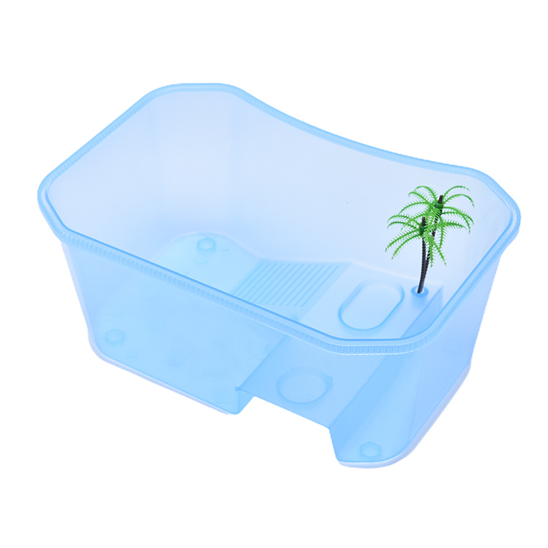 Reptile Vivarium Box Turtle Tortoise with Basking Ramp Tank Breeding Food Tool Feeding Box with Basking Platform Home Aquarium