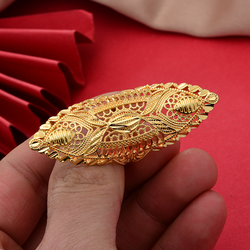 Big Dubai Gold Color Rings For Women Wedding Jewellery Women's Ring For Girls Bridal Wife Gifts African Dubai French