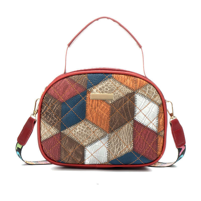 2024 new color blocked ethnic style single shoulder crossbody bag women, fashionable handbag for women