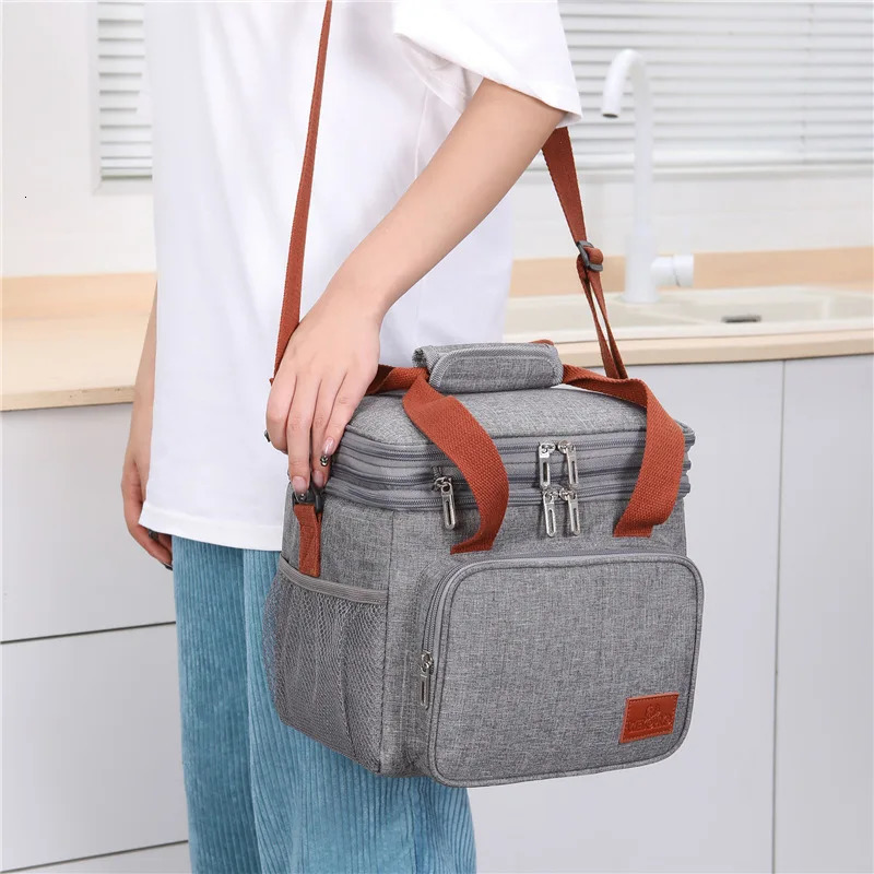 Double Layer Oxford Cloth Aluminum Foil Insulated Lunch Bag For Women Men Portable Tote Cooler Lunch Box Student Bento Handbag 240409