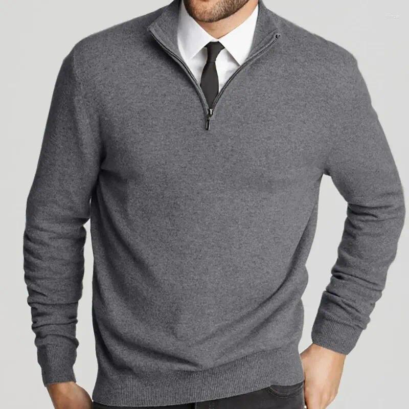 Men's Sweaters Spring And Fall Cotton Long-Sleeved V-Neck Slim Pullover Zipper Bottoming Shirt Light Luxury Fashion Polo