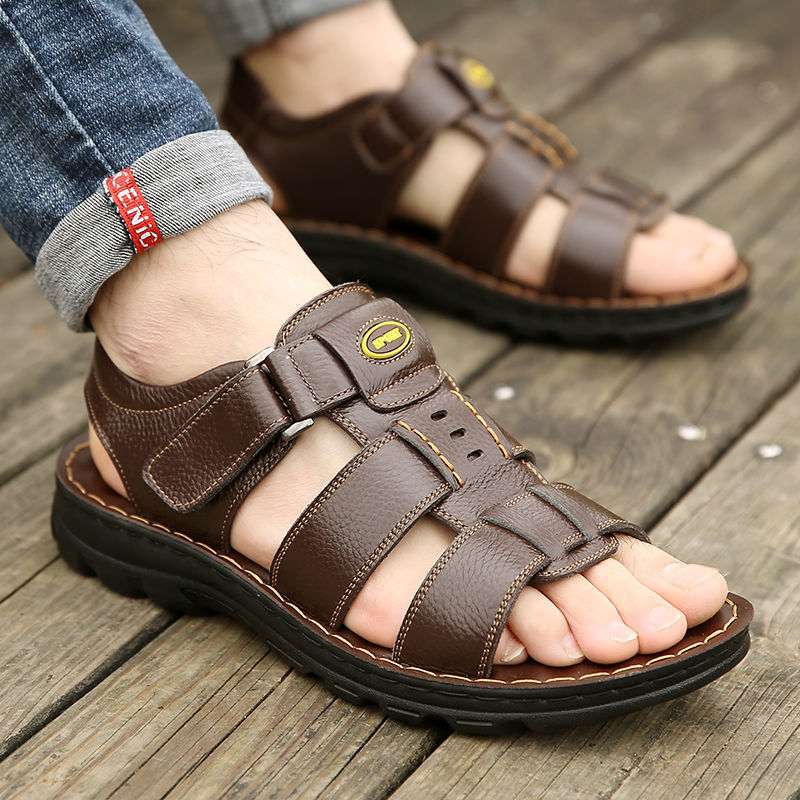 Genuine Leather Men Sandals Male Summer Shoes Outdoor Casual Sandal Cowhide Beach Shoes Classic Non-slip Men's Sandles