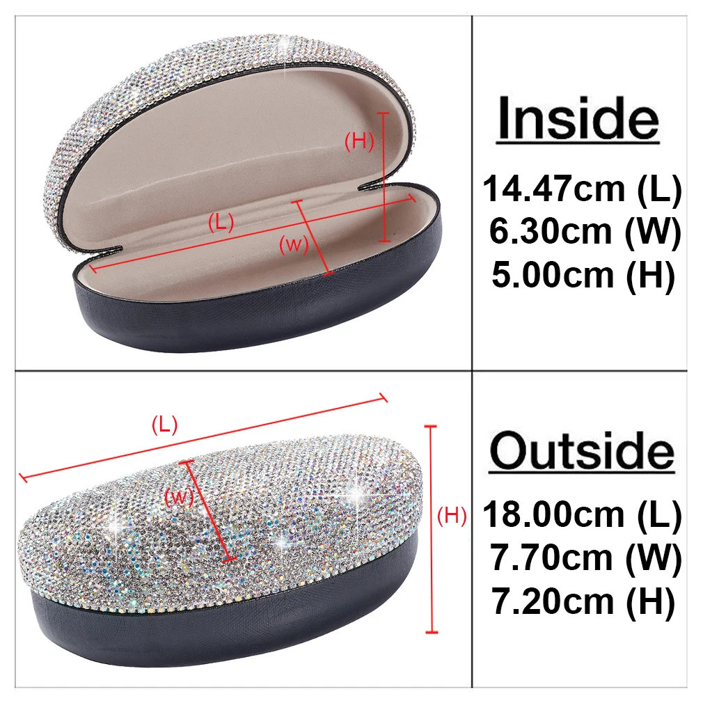 Portable Travel Bling Crystals Decor Sunglasses Hard Case Eyes Glasses Storage Organizer Box 240327
