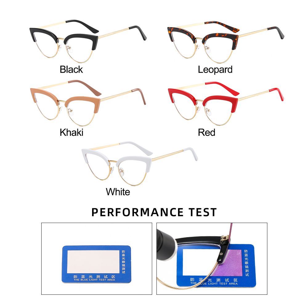 Designer Computer Goggles Women/Men Metal Frame Cat Eye Computer Glasses Blue Light Blocking Glasses Office Glasses