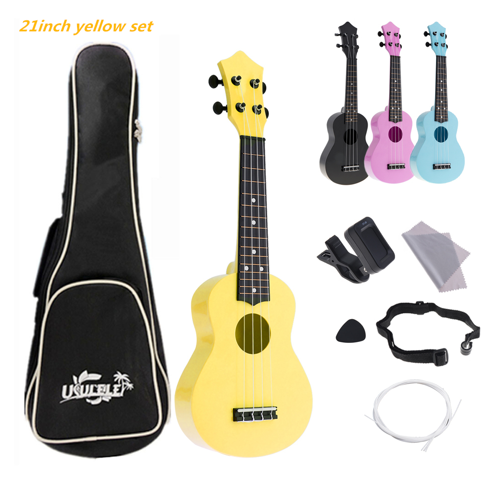 Ukulele 21" Soprano Ukulele 4 Strings Acoustic Colorful Hawaiian Guitar Musical Stringed Instrument for Beginners