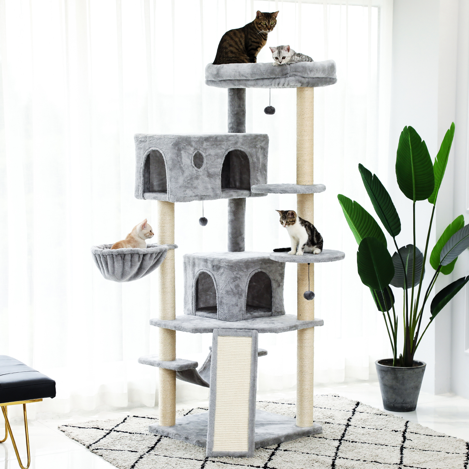 Fast Delivery Cat Tree House Plush Condo Scratching Posts for Cat Kitten Climbing Tree Toy Activity Protect Furniture Cat Towers