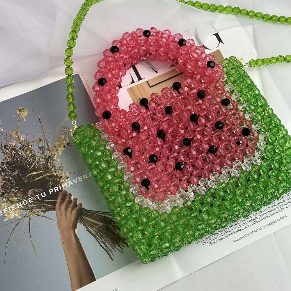 Summer fresh same style crossbody hand-held women's bag, niche design, watermelon contrasting color bead bag