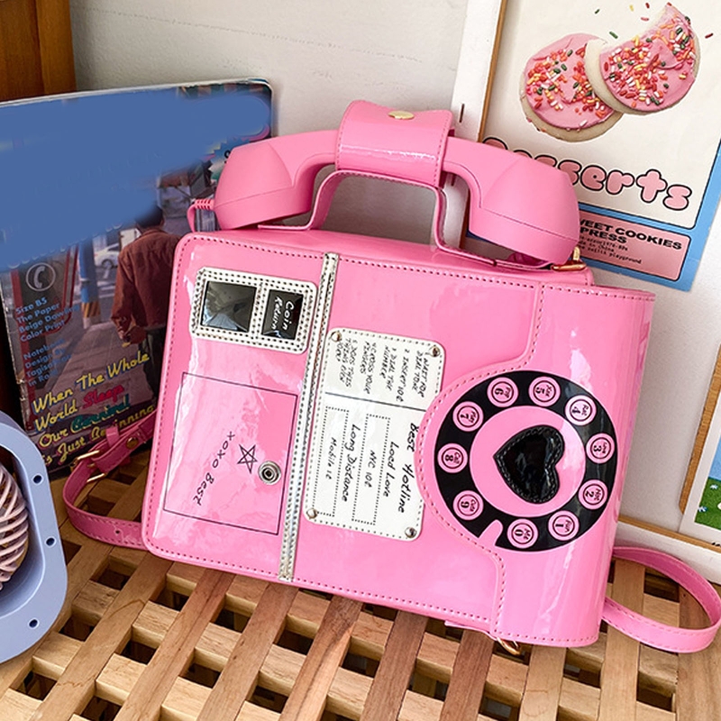 Women Telephone Shaped Handbag and Purses Retro Phone Top-Handle Shoulder Bags Crossbody for Adjustable Strap for Girls Gift