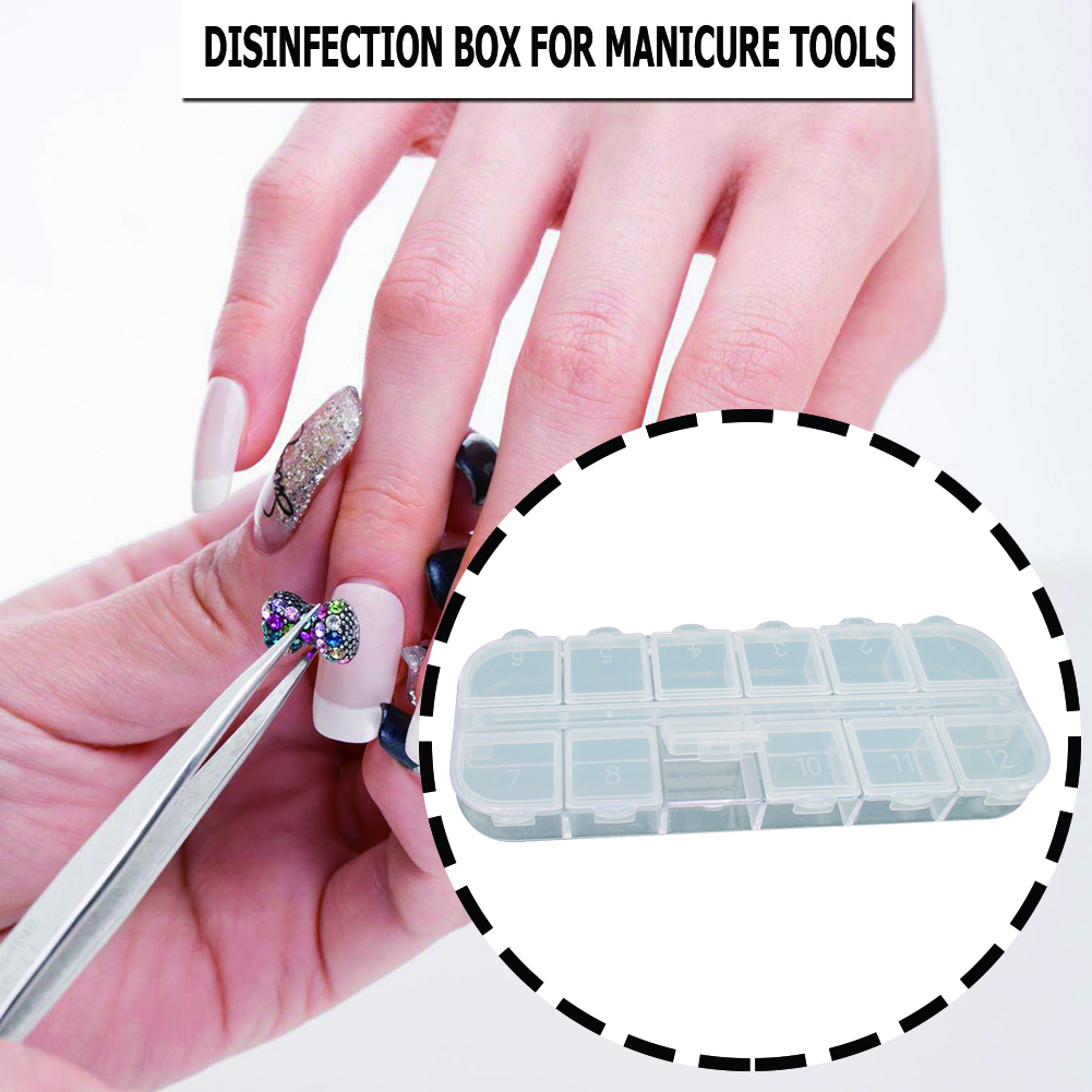 1PC Plastic Nail Tools Storage Box Case Nail Rhinestone Studs Decorations Brushes Buffer Files Grinding Container Holder Case
