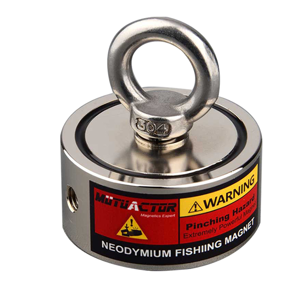Two Sided Strong Neodymium Round Magnet Set with 15m Rope Verticall Pullforce Fishing Detecting Metal 240kg