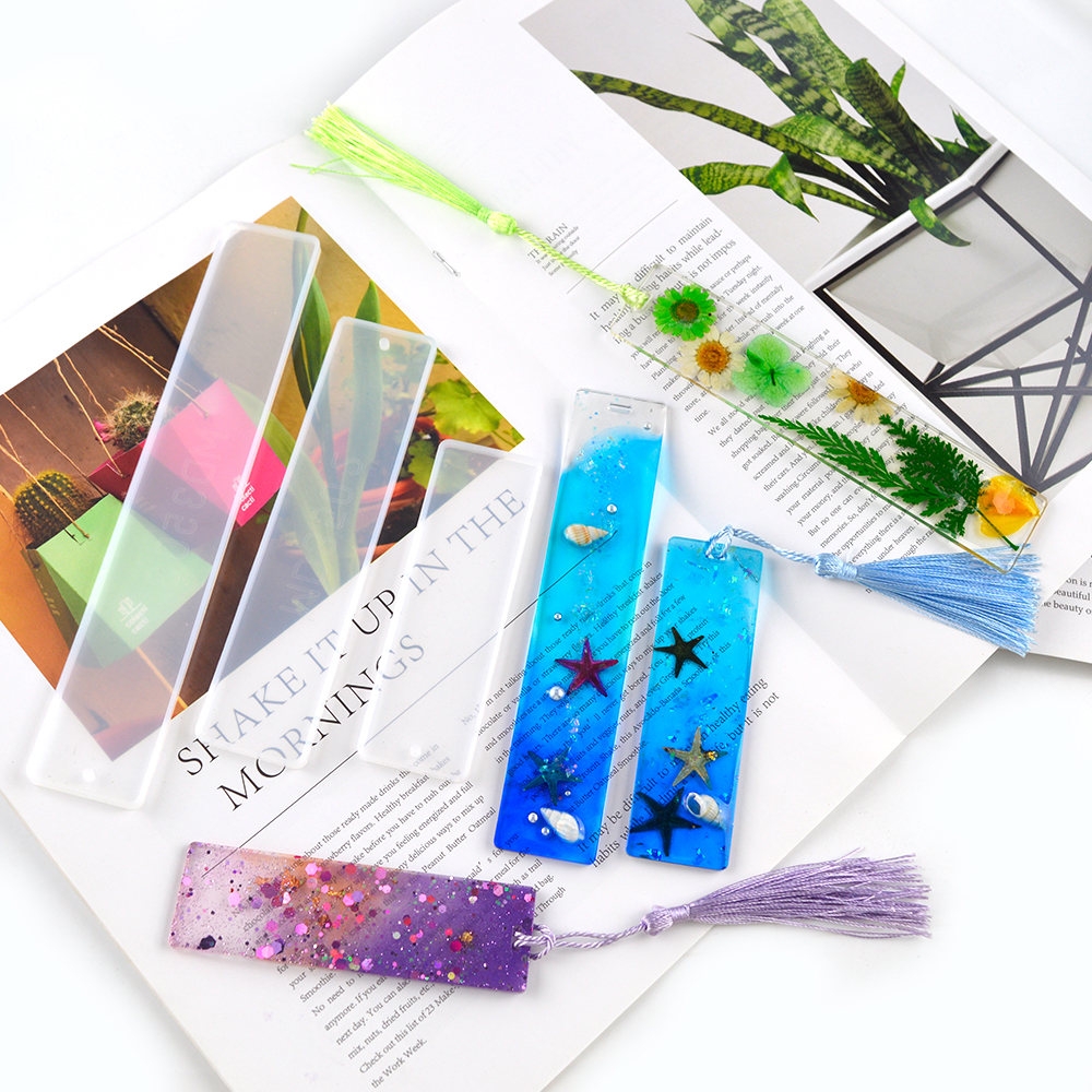3pcs DIY Bookmark Resin Mold Set Rectangular Ruler Jewelry Mold Silicone Epoxy Marque Page Moldes De Silicona For DIY Craft Art