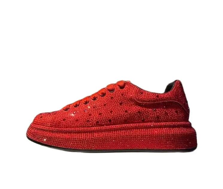 New Men Red Rhinestone Pattern All Match Brand Shoes Causal Flats Loafers Sports Walking Sneakers Zapatos Hombre for Male