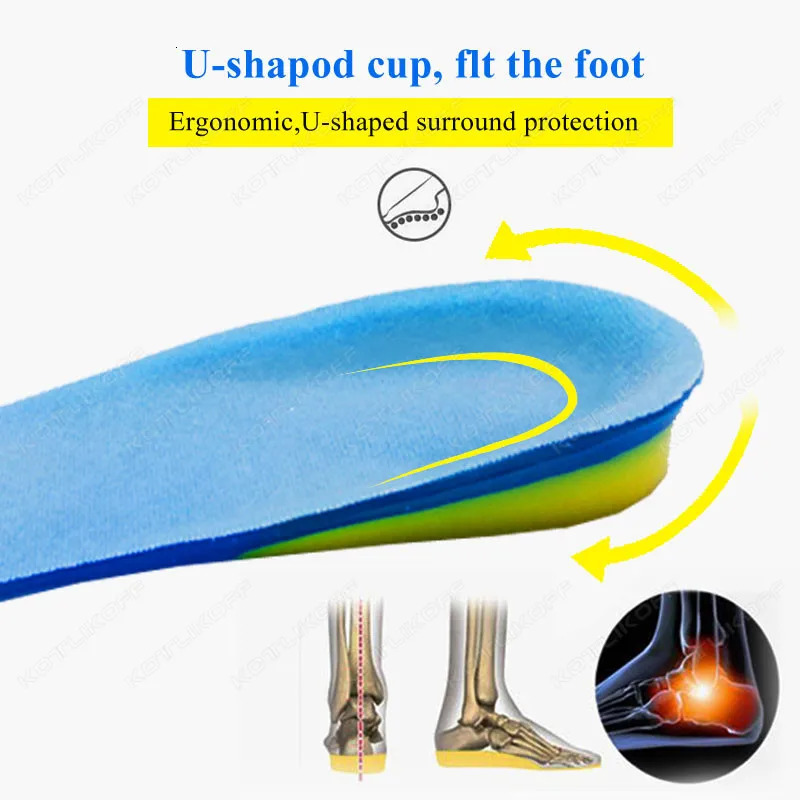 Silicon Gel Insoles Foot Care For Plantar Fasciitis Heel Spur Running Sport Insoles Shock Absorption Pads Arch Orthopedic Insole 240329