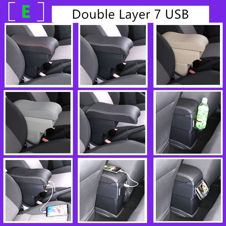 For Citroen Berlingo Armrest Retrofit Parts for Peugeot Partner Tepee Car Armrest Storage Box Car Charging USB LED Accessory