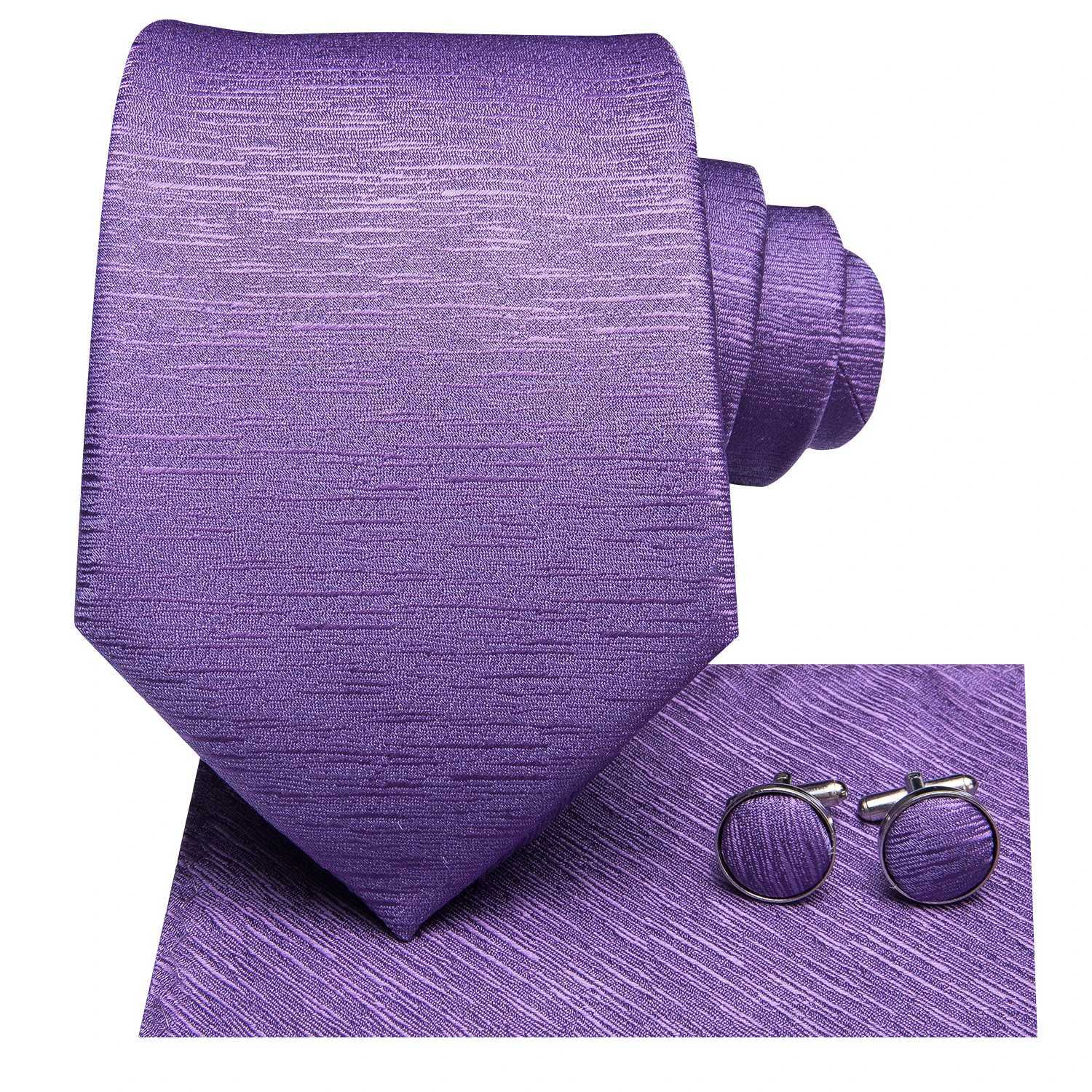 Hi-Tie Light Purple Solid Silk Wedding Tie For Men Quality Hanky Cufflink Gift Necktie Set Fashion Novelty Designer DropshippingX241109