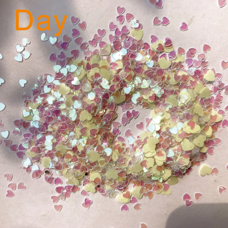 fada In Dark Glitters With Grow Heart And Star Shape Luminous Face Body Cosmetic PET Sequins For Party Carnival Make Up Decor