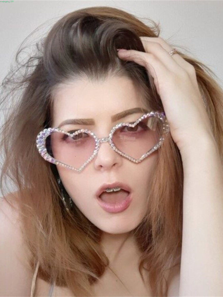 Love Heart Dia SunMoissanite Women Brand Designer 2023 New Fashion Gradient Eyewear Rhie Cat Eye Sun Moissanite glasses UV400