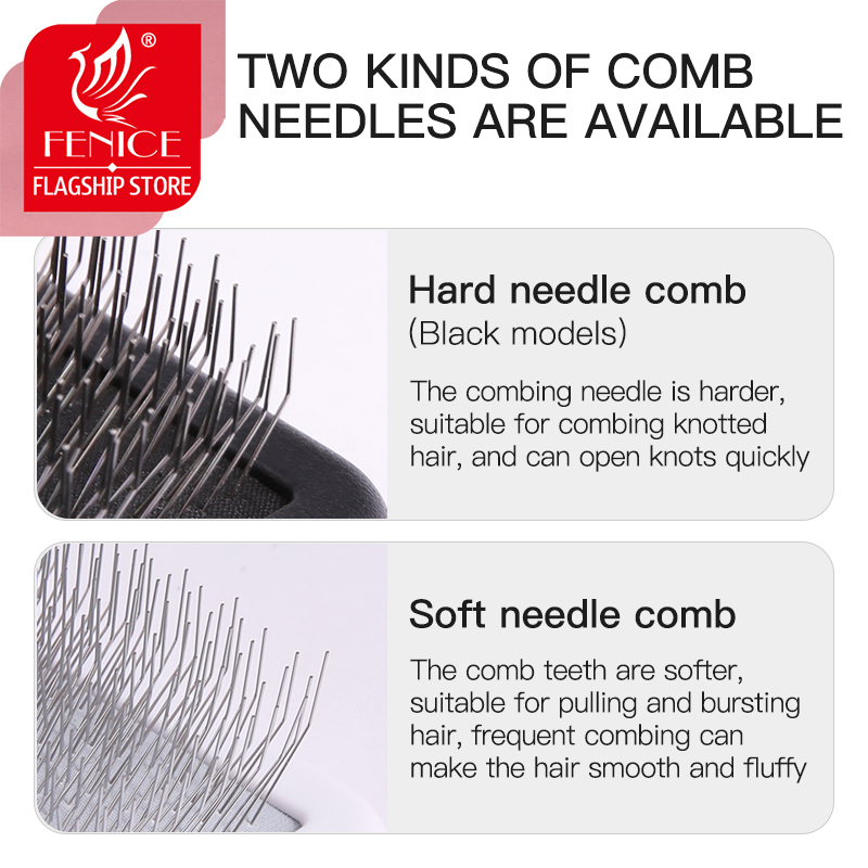 Fenice Pet Cat Dog Rabbit Hair Brush Hair Massage Comb Open-Knot Brush Groming Cleaning Tool Stainless Steel Comb Needle