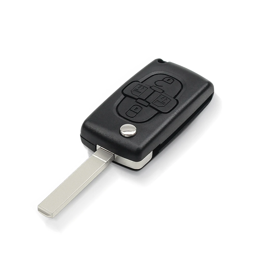 new KEYYOU 4 Buttons Flip Car Remote Key Fob Blank Case 2025 Shell Fob For Peugeot 1007 For Citroen C8 For Fiat Uncut Blade CE0523 CE0536