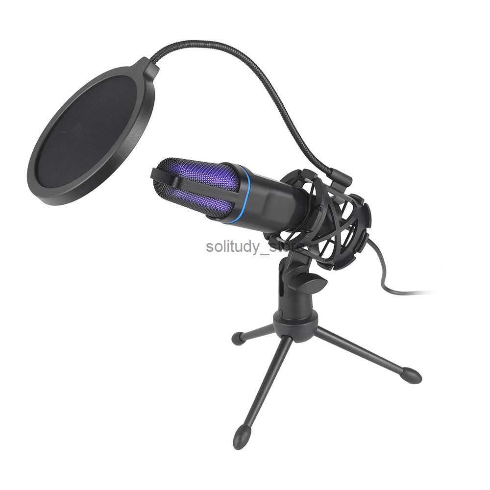 Microphones USB microphone RGB Microfone Condensior Wire Gaming Mic for Podcast Recording Studio Streaming Laptop Desktop PCQ1
