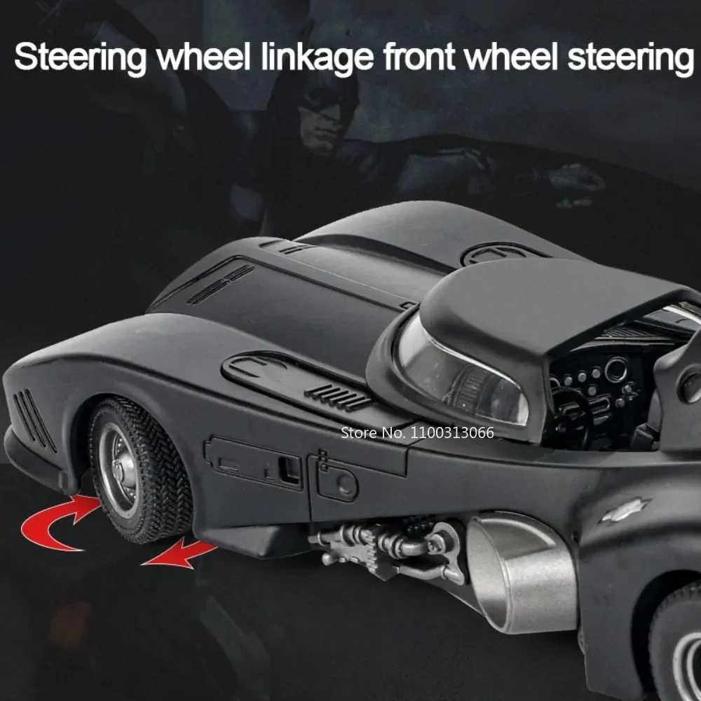 1/24 1989 Batmobile Alloy Car Model Simulation Metal Diecast Toys Vehicle Model with Light Sound Super Sport Car for Boys GiftsXJ241109