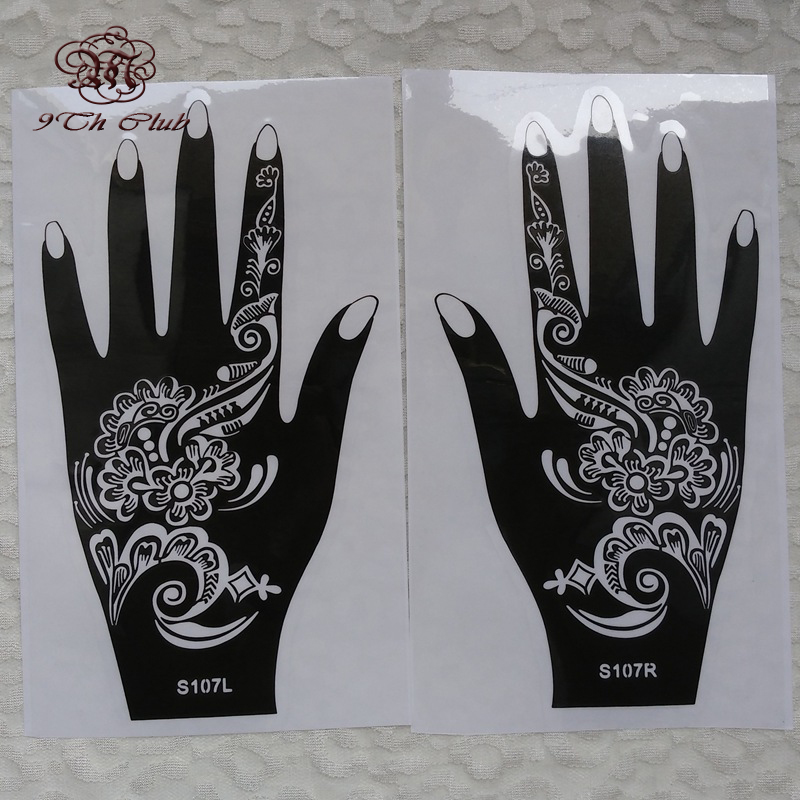 Reusable Temporary Self Adhesive Henna pcs Hand Tattoo Stencil Mehndi Indian Wedding Painting Kit Tools